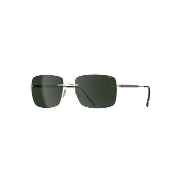 Silhouette 8752 75/7530 Chesterman Rimless Sonnenbrille Gold/Black mit SLM Green - Optilens.de