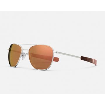 Randolph Aviator AF513 Sonnenbrille Satin Silver 58mm mit Rose Gold Mirror - Optilens.de