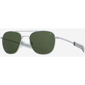 AO Original Pilot Matte Silver 52mm Green Pol. Mineral Baj Sonnenbrille