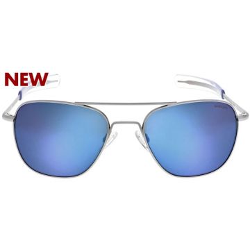 Randolph Aviator AF575 Matte Chrome Atlantic Blue Pol. 52mm  - Optilens.de 